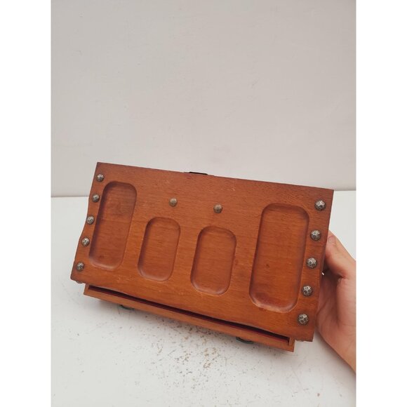 Vintage Gunther Mele 1970's wooden jewelry box. Jewellery with drawer . Vintage - Picture 6 of 10